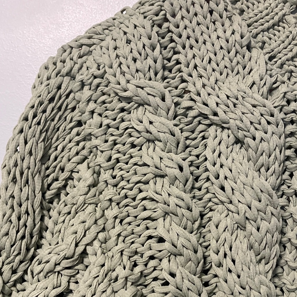 House of Harlow 1960 Chunky Knit Cable Sweater - Green with Buttons Flowers - Picture 3 of 6